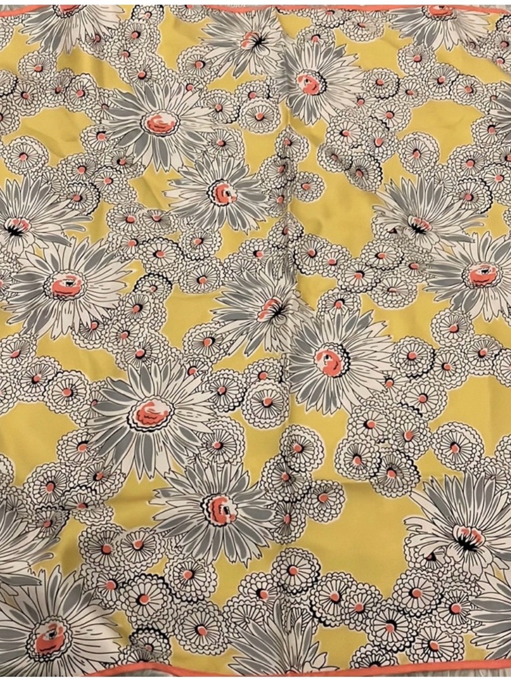 Echo Yellow Floral Scarf with Gray and Coral Accents